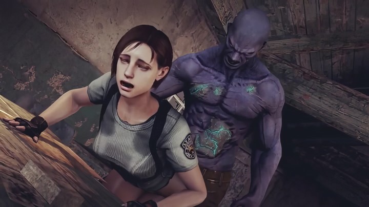 Straszne potwory z Resident Evil ruchają Jill Valentine w dupę