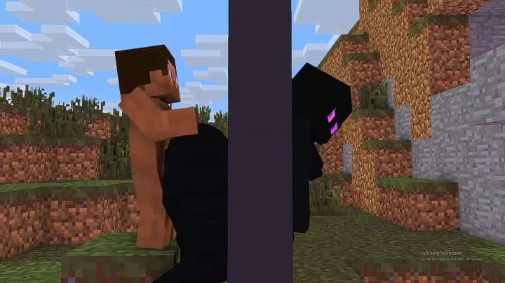 Hebanowa bohaterka Endwalker z gry Minecraft zostaje zerżnięta przez ścianę